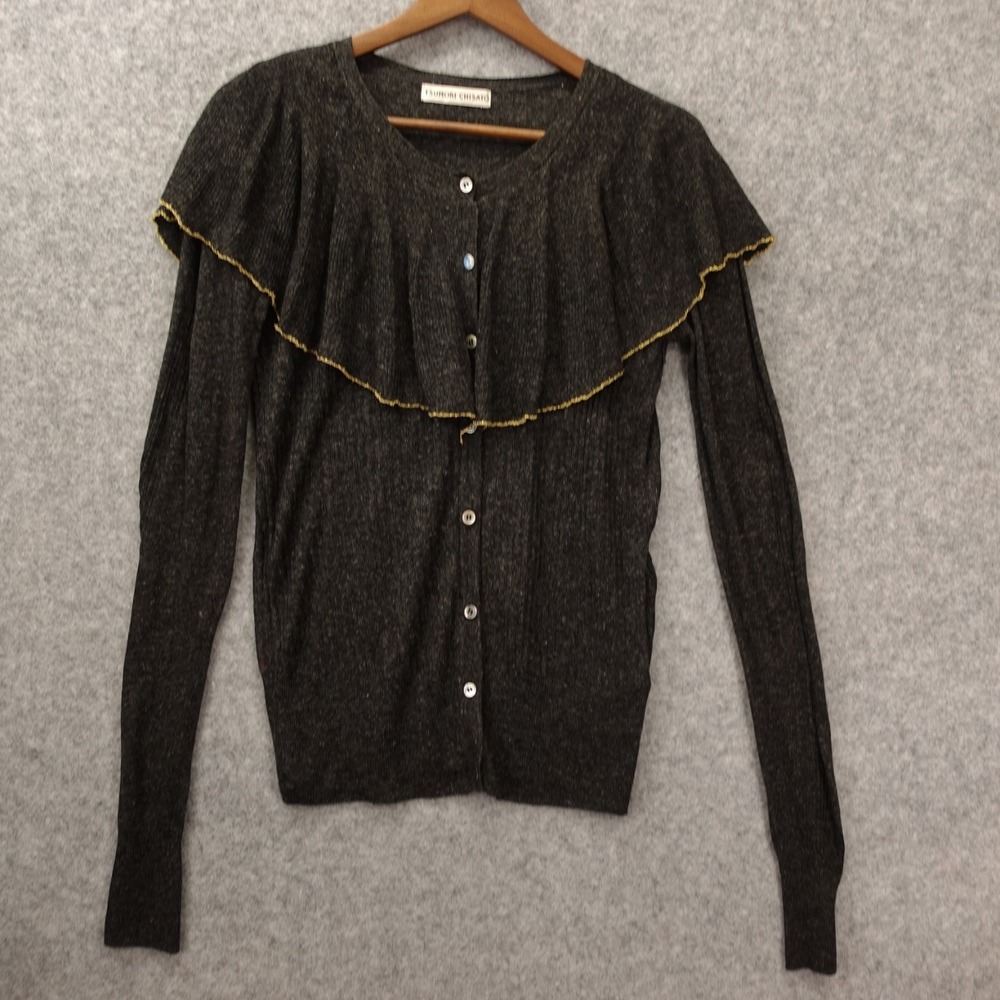 TSUMORI CHISATO Womens Cardigan 3 Fitted MEDIUM Black Silk Linen Cape Whimsigoth